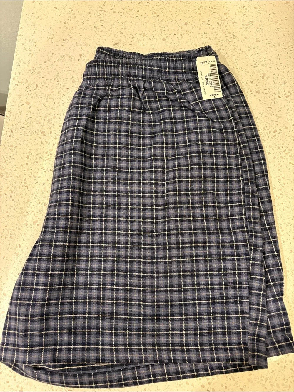 L.L. Bean Men’s Navy and White Plaid Lounge Pants